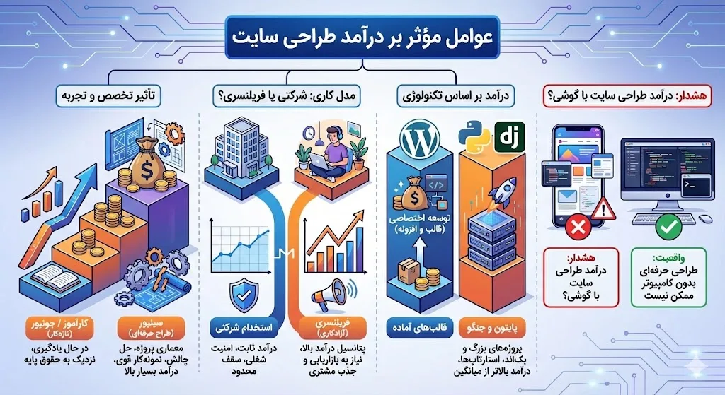عوامل موثر بر درآمد طراحی سایت