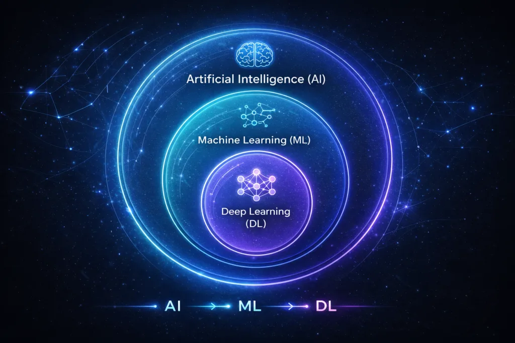 رابطه هوش مصنوعی، ماشین لرنینگ و دیپ لرنینگ